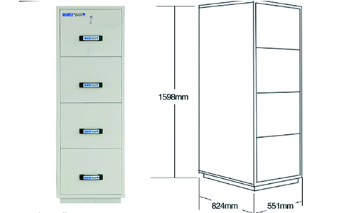 1小時4抽屜防火文件柜(圖1) 1小時4抽屜防火文件柜尺寸