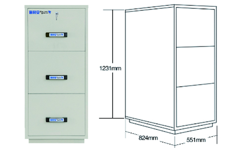 1小時3抽屜防火文件柜(圖1) 1小時3抽屜防火文件柜尺寸